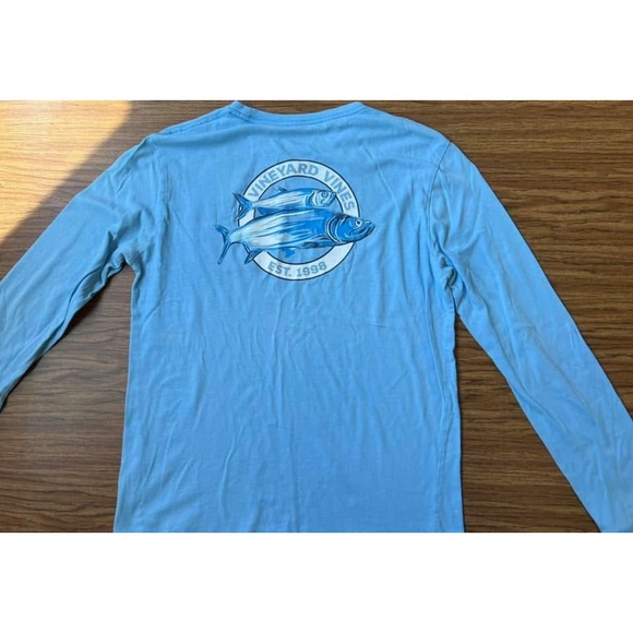 Lg (16) boys Vineyard Vines Long Sleeve Blue Fish - Picture 1 of 3